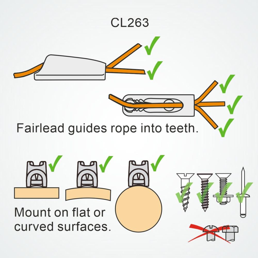 CLAMCLEAT CL263 NYLON MICROS Kompaktklemme für Tau 1-4mm