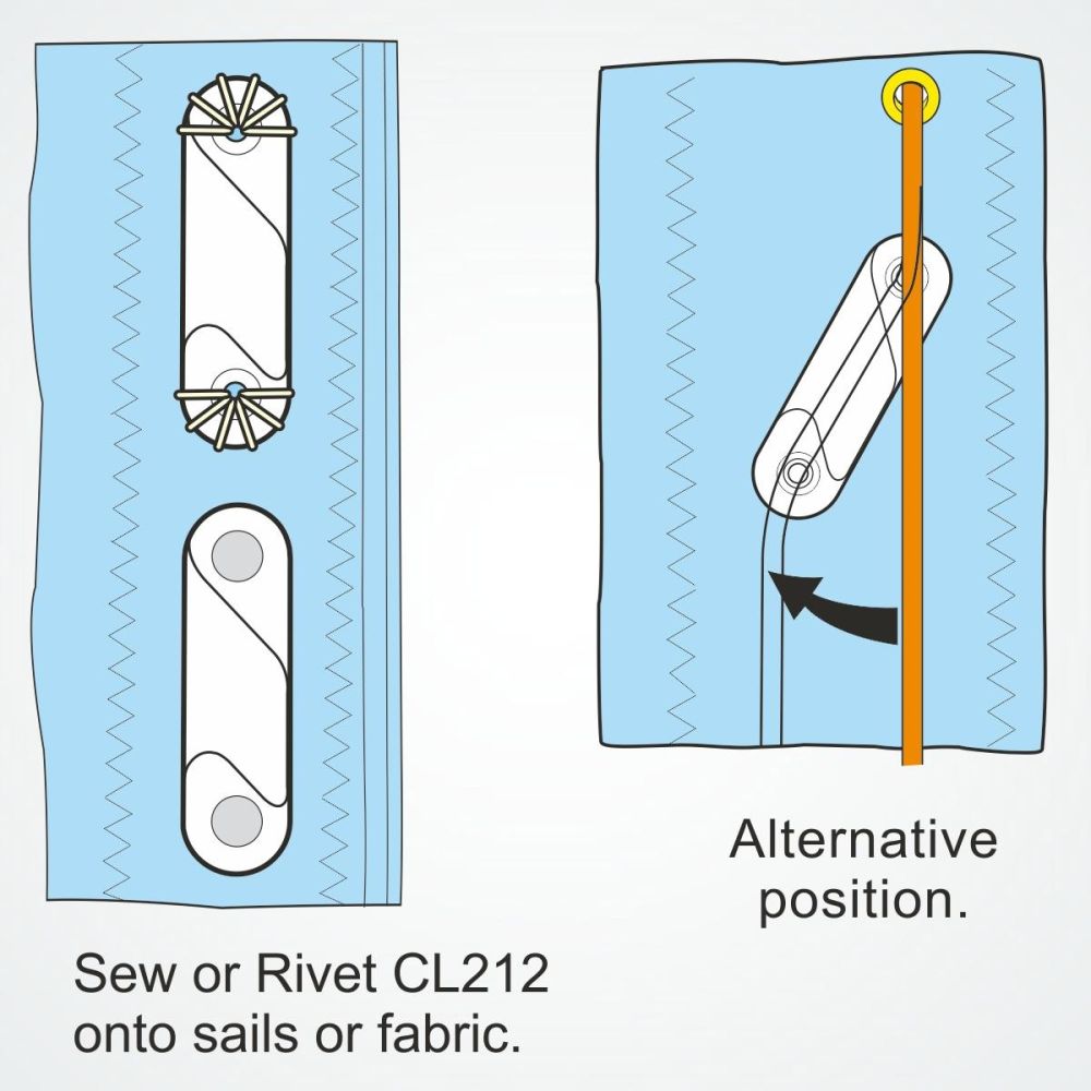 CLAMCLEAT CL212 LEECH LINE Liektauklemme für Tau 2-5mm weiß