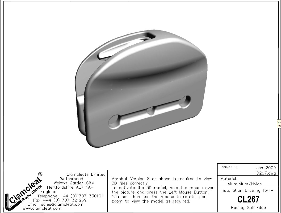 CLAMCLEAT CL267 RACING SAIL EDGE Liektauklemme Alu Tau 1-4mm