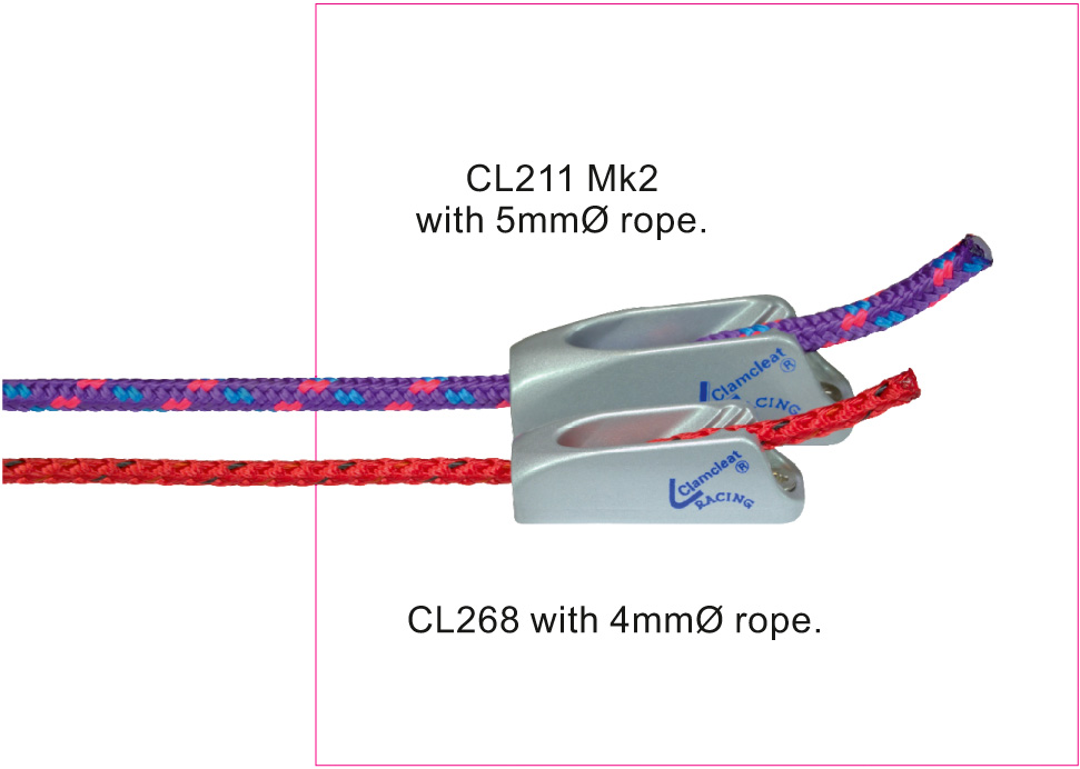 CLAMCLEAT CL268 RACING MICROS Aluminium-Klemme für Tau 1-4mm