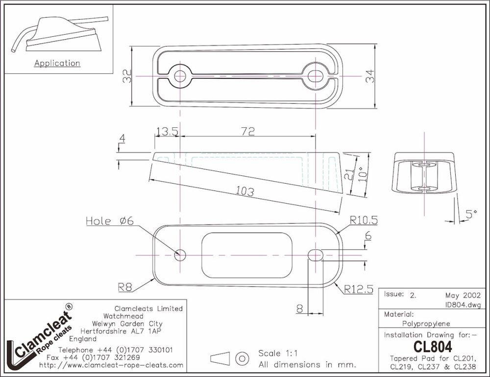 CLAMCLEAT CL804 Unterlegkeil für CL201 und CL219